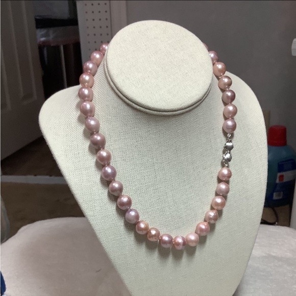 Huge Round 11.7- 12.28mm Edison Natural Purple Pink Pearl 17-18” Strand -New - Picture 8 of 10